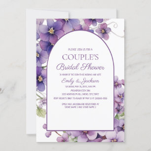 Convites Chuva de Noiva de Casal Floral Roxa de Primavera