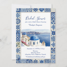 Convites Chuva de noiva de destino com azulejo azul de Sant