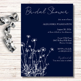 Convites Chuva de Noiva de Flor Silvestre Azul e Branco Mod