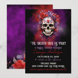 Convites Chuva de Noiva de Halloween Floral Craniano Gótico