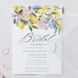 Convites Chuva de Noiva de Limão Floral Citrino Elegante