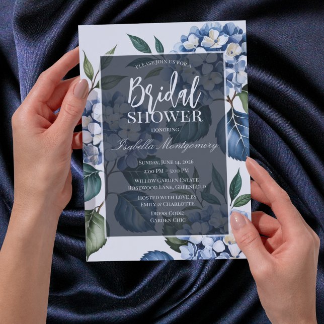 Convites Chuva de Noiva de Luxo em Azul Suave (Luxury Soft Blue Hydrangea Bridal Shower Invitations
)
