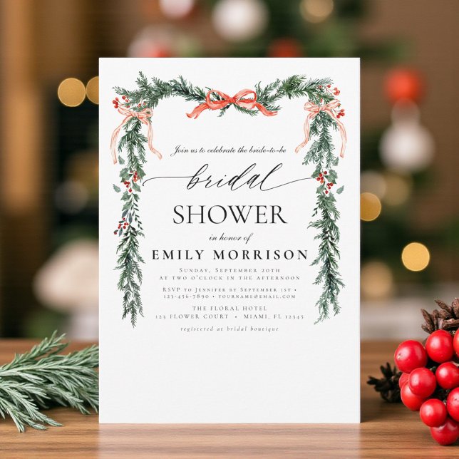 Convites Chuva de Noiva de Natal com Arco de Pinheiro em Aq (Criador carregado)