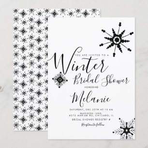 Convites Chuva de Noiva de Natal com Floco de Neve Preto El