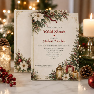 Convites Chuva de Noiva de Natal com Tema Elegante |