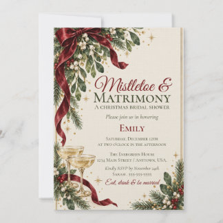 Convites Chuva de Noiva de Natal Mistletoe & Matrimony