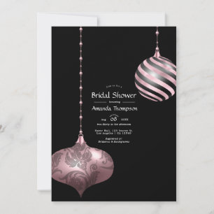 Convites Chuva de Noiva de Natal Rosa e Dourado Rosa