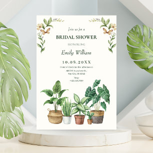 Convites Chuva de noiva de plantas de jardinagem em aquarel