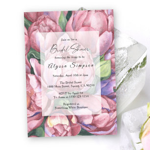 Convites Chuva de Noiva de rosas Peônia Vintage
