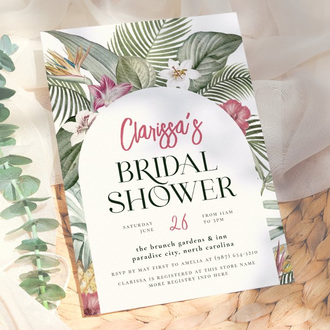 Convites Chuva de Noiva de Verão com Arco Floral Tropical (Criador carregado)