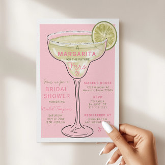 Convites Chuva de Noiva de Verão Margarita Rosa e Verde