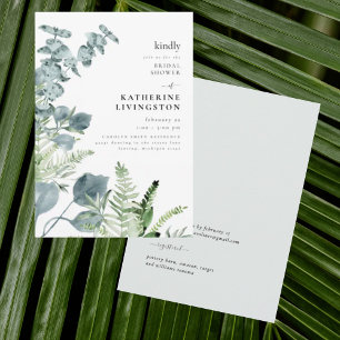 Convites Chuva de Noiva Elegância Folhagem Sage Clara