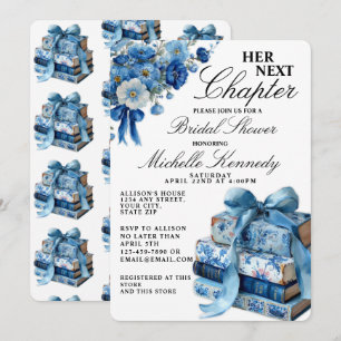 Convites Chuva de Noiva Elegante Azul Seu Próximo Capítulo