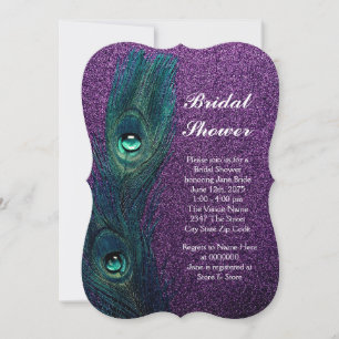 Convites Chuva de Noiva Elegante Azul Turquesa Roxo Pavão