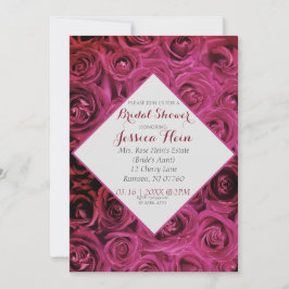 Convites Chuva de Noiva Elegante com Diamantes e Rosas Rosa