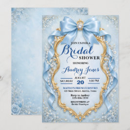 Convites Chuva de Noiva Elegante com Joias em Azul Suave