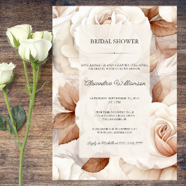 Convites Chuva de Noiva Elegante com Rosas de Marfim e Ferr