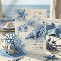 Chuva de Noiva Elegante Concha Oceano Azul Costeir