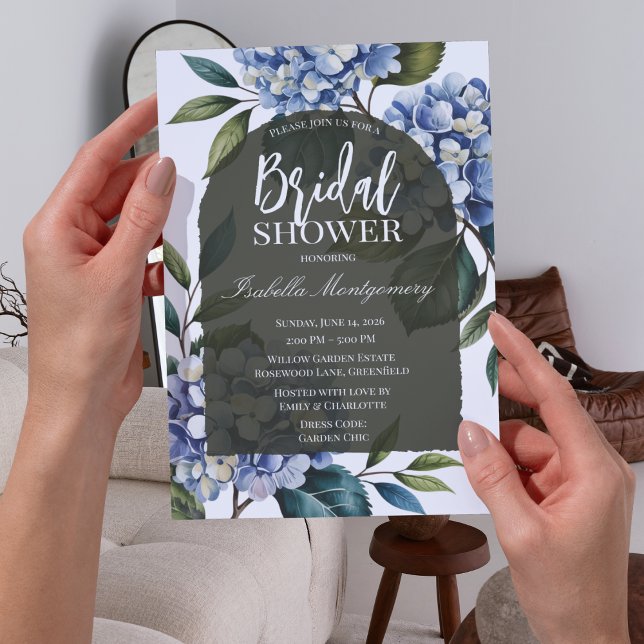 Convites Chuva de Noiva Elegante de Hidrangea Azul Suave (Elegant Soft Blue Hydrangea Bridal Shower Invitations
)