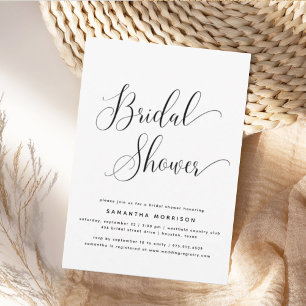 Convites Chuva de Noiva Elegante e Moderno Preto e Branco