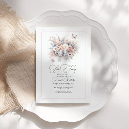 Convites Chuva de Noiva Elegante Floral Pastel Amor