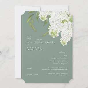 Convites Chuva de Noiva Elegante Hortênsia Branca Sage Escu