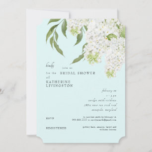 Convites Chuva de Noiva Elegante Hortênsia Branca Seafoam