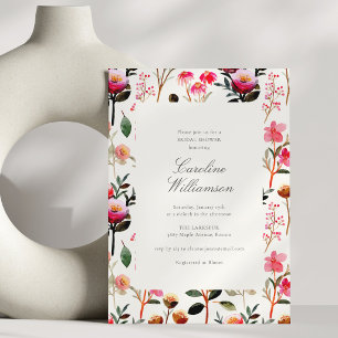 Convites Chuva de Noiva Elegante Moderna Flor Silvestre Ros