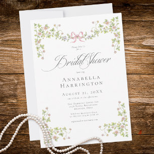 Convites Chuva de Noiva Elegante Vitoriana Pastel Floral
