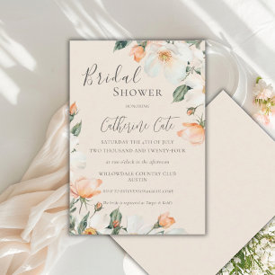 Convites Chuva de Noiva em Aquarela com Rosas Florais de Pê