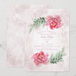 Convites Chuva de Noiva em Aquarela Floral Rosa Corado