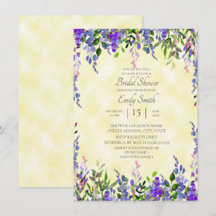 Convites Chuva de Noiva em Aquarela Lavanda Floral Amarelo