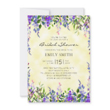 Chuva de Noiva em Aquarela Roxo Floral Amarelo