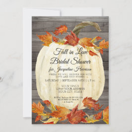 Convites Chuva de Noiva em Aquarela Rústica de Folhas de Ou