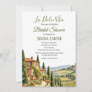 Convites Chuva de Noiva em Aquarela Vintage da Toscana Itál