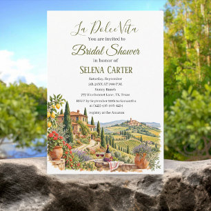 Convites Chuva de Noiva em Aquarela Vintage da Toscana Itál