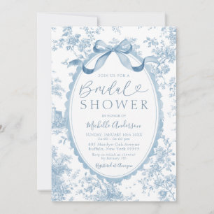 Convites Chuva de Noiva em Azul Empoeirado Chinoiserie Toil