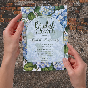 Convites Chuva de Noiva em Azul Vintage com Hortênsias