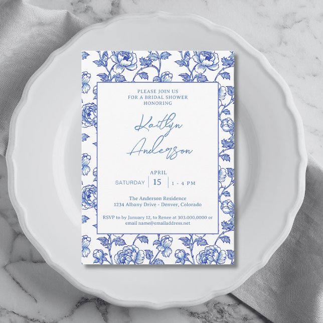 Convites Chuva de Noiva em Chinoiserie Azul e Branco (Criador carregado)