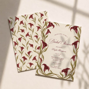 Convites Chuva de Noiva em Estilo Art Nouveau com Lírio Cal