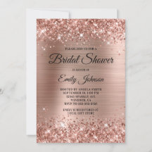 Chuva de Noiva em Glitter Rosa Dourado com Letra R