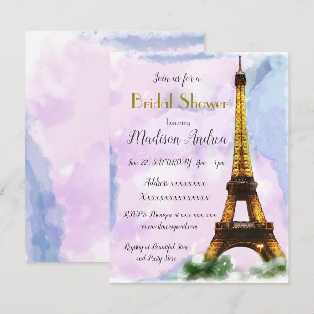 Convites Chuva de Noiva em Paris (Frente/Verso)