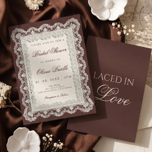 Convites Chuva de Noiva em Renda Antiga com Chocolate Elega