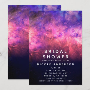 Convites Chuva de Noiva Estrela Cósmica Galáxia Roxo Rosa