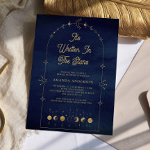Chuva de Noiva Estrelas Celestiais Azul Dourado Lu