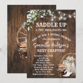 Convites Chuva de Noiva Eucalipto Saddle Up Botas & Livros