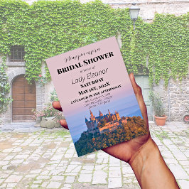 Convites Chuva de Noiva Fantasia de Castelo Medieval Rosa