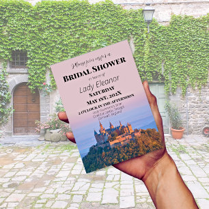 Convites Chuva de Noiva Fantasia de Castelo Medieval Rosa