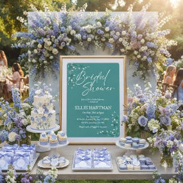 Convites Chuva de Noiva Flor Silvestre Elegante Periwinkle
