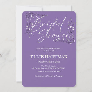 Convites Chuva de Noiva Flor Silvestre Periwinkle Elegante